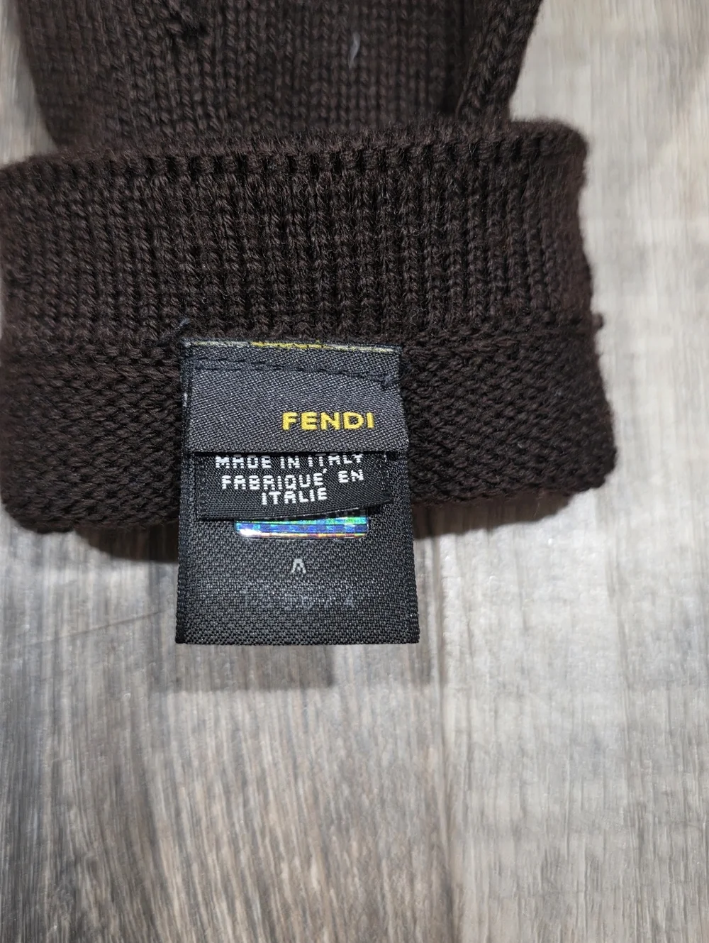 Fendi FF Monogram Knit Gloves Brown Black Logo Winter Designer Made in Italy